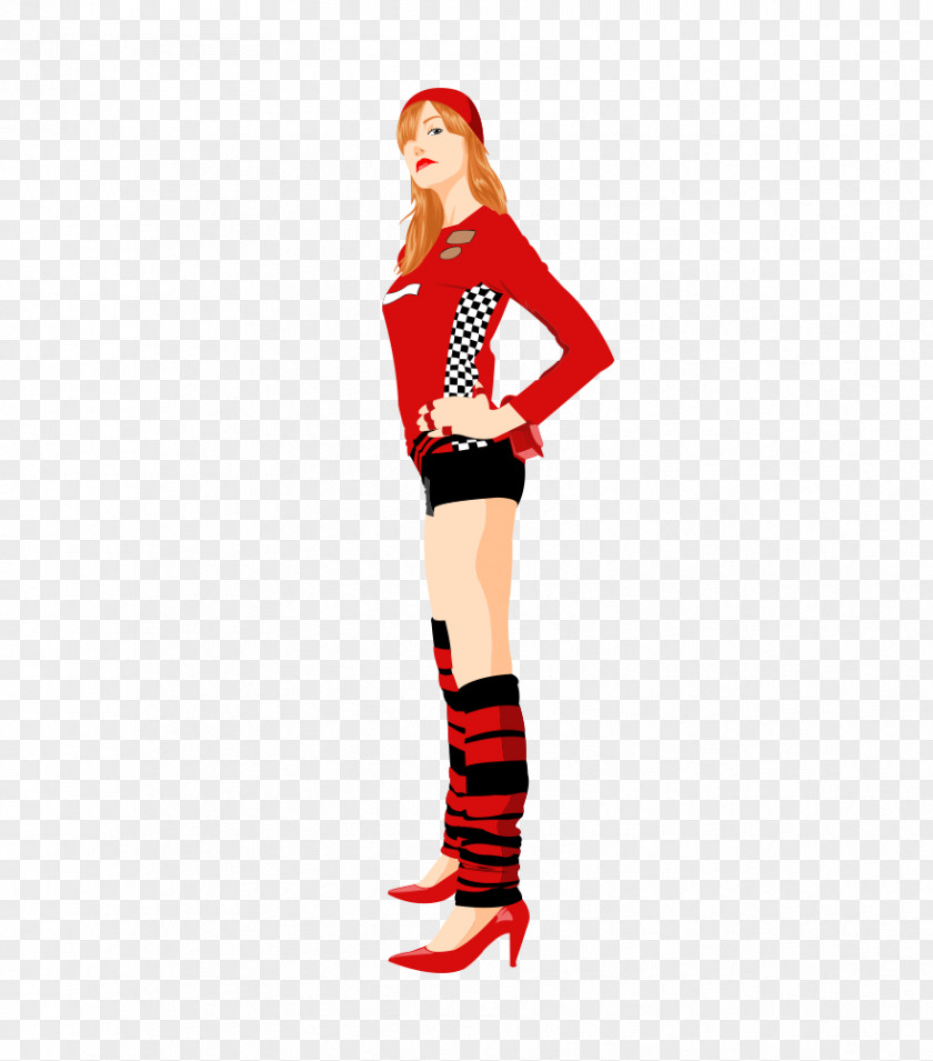 Red For Women South Korea Cartoon Illustration PNG