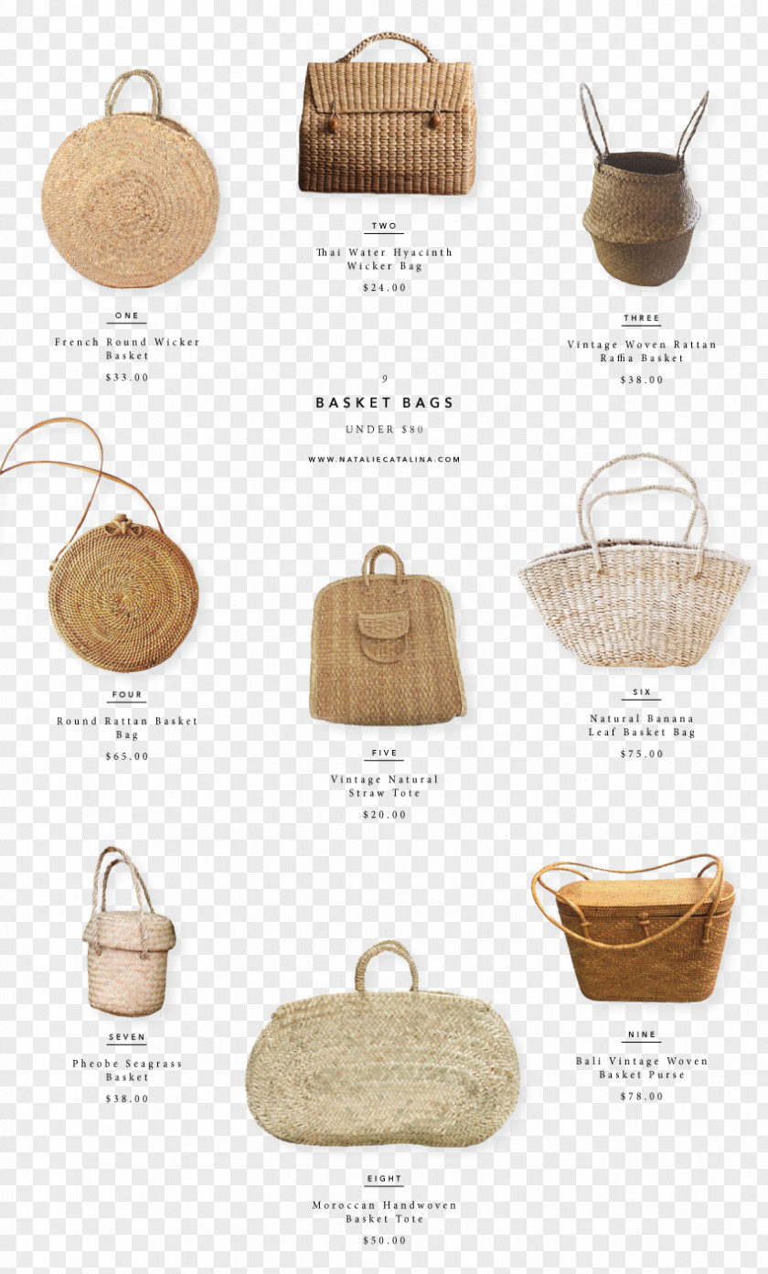 Bag Basket Handbag Wicker Fashion PNG