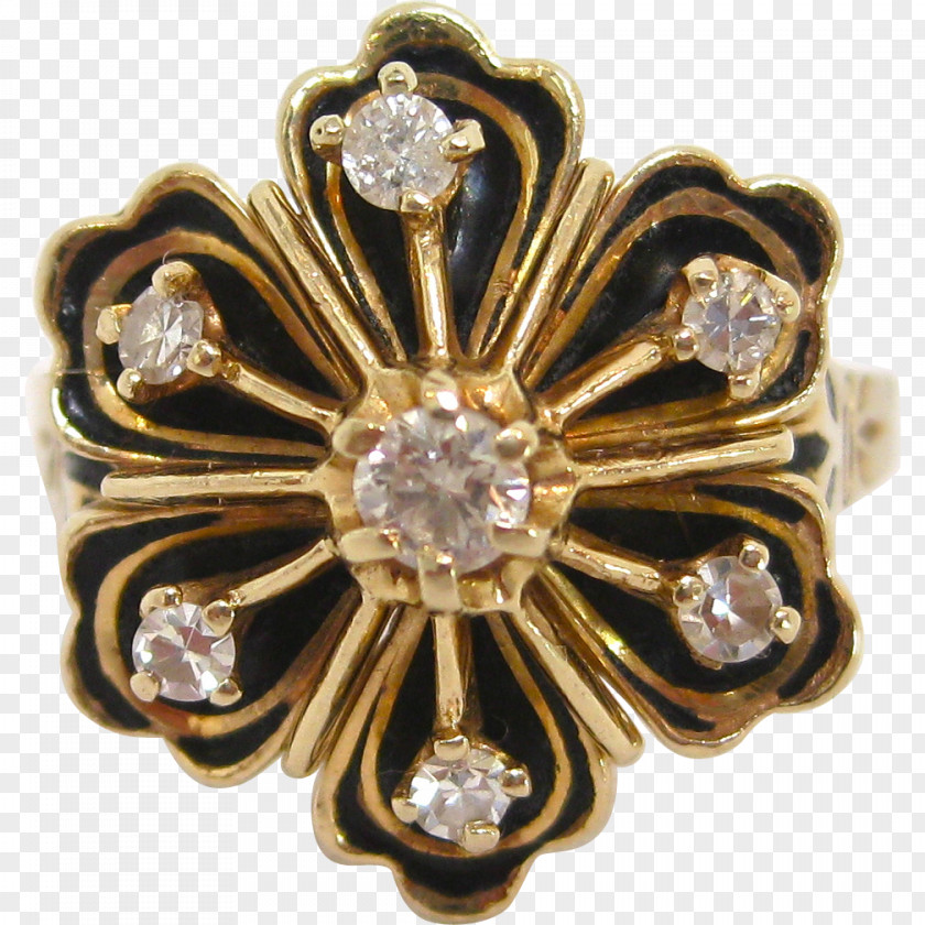 Gold Flower Earring Jewellery Brooch Diamond PNG