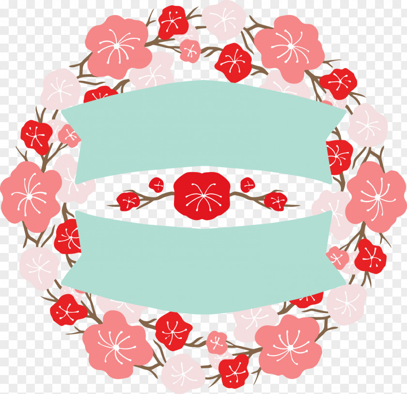 Japanese Flower Labels Round Two Rows Of Green Banners Japan Floral Design Banner PNG