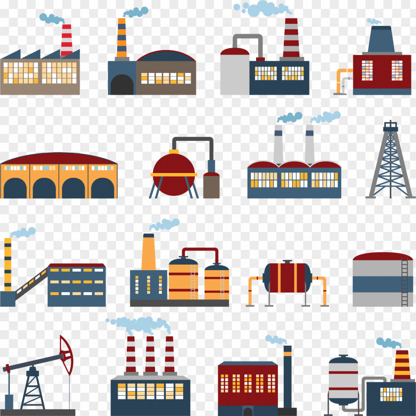 Vector Hand Painted Factory Building Royalty-free Illustration PNG