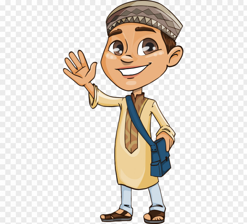 Hand-painted Cartoon Boy Muslim Middle East Islam Child Clip Art PNG