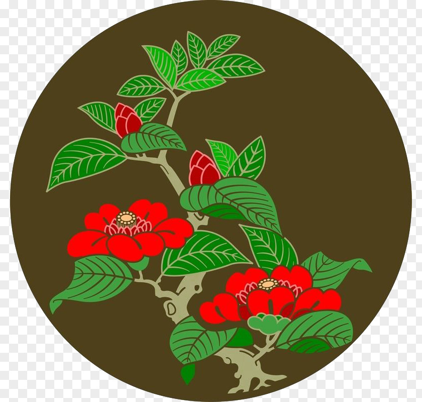 Traditional Round Red Peony Xiaoman Illustration PNG