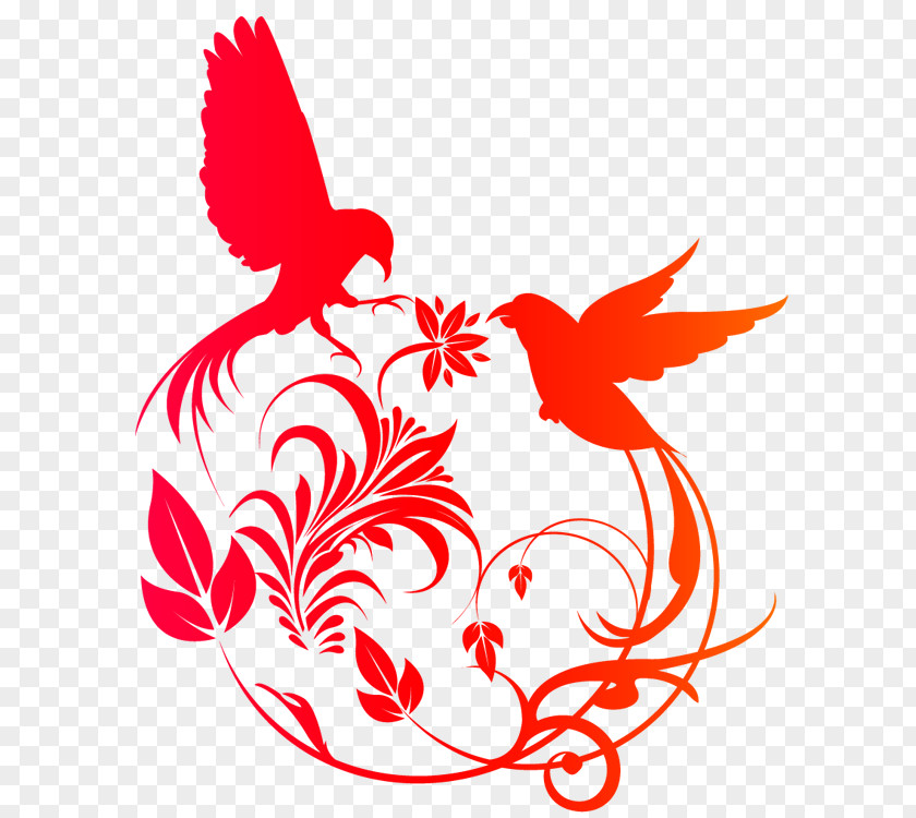 Hand-painted Vine Silhouette Image Bird Stencil PNG