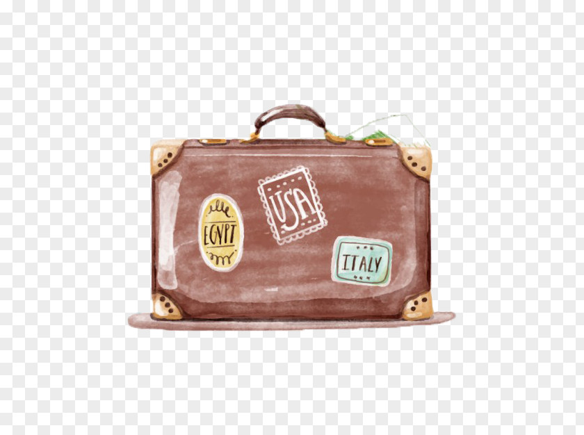 Vintage Watercolor Luggage Travel Painting Suitcase PNG