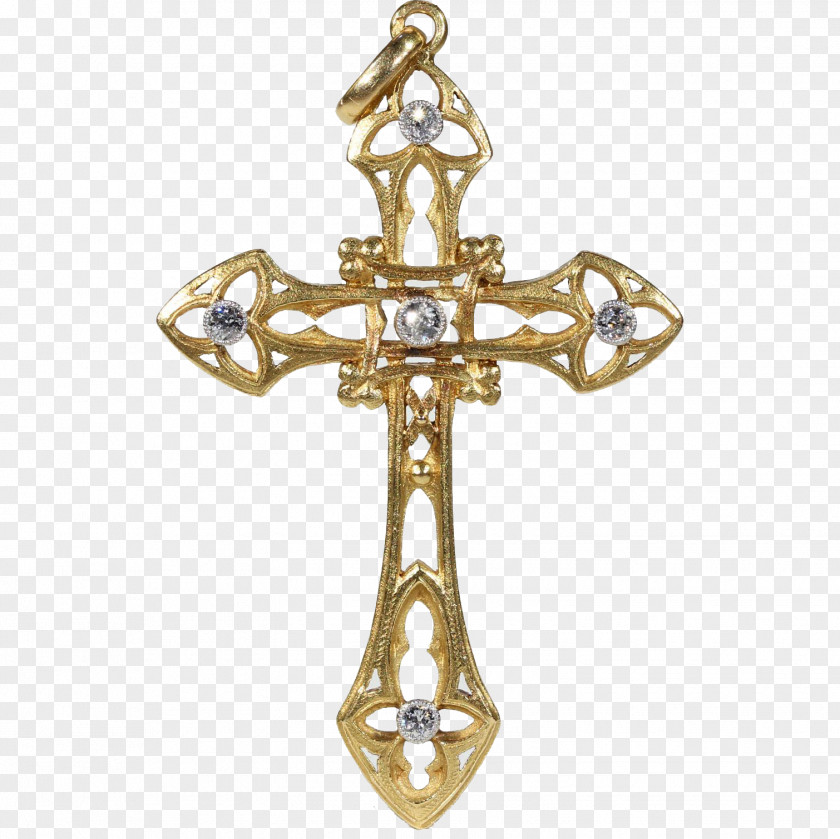 Gold Crucifix Art Nouveau Jewellery PNG