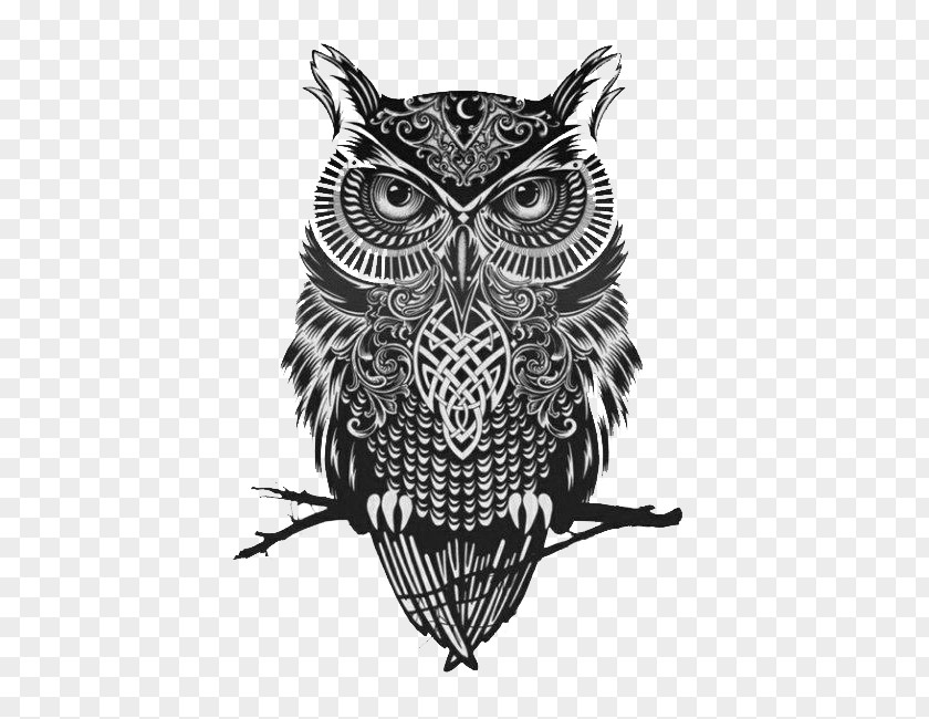Owl Great Horned Tattoo Flash Idea PNG