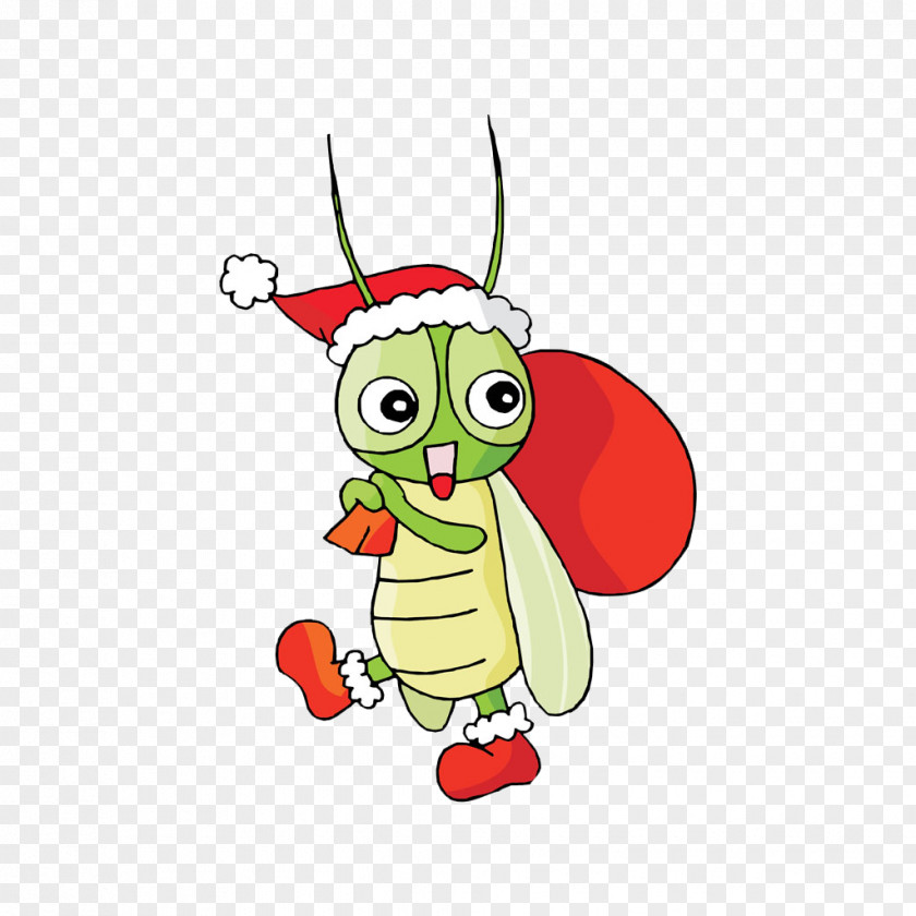 Cartoon Christmas Grasshopper Comics Illustration PNG