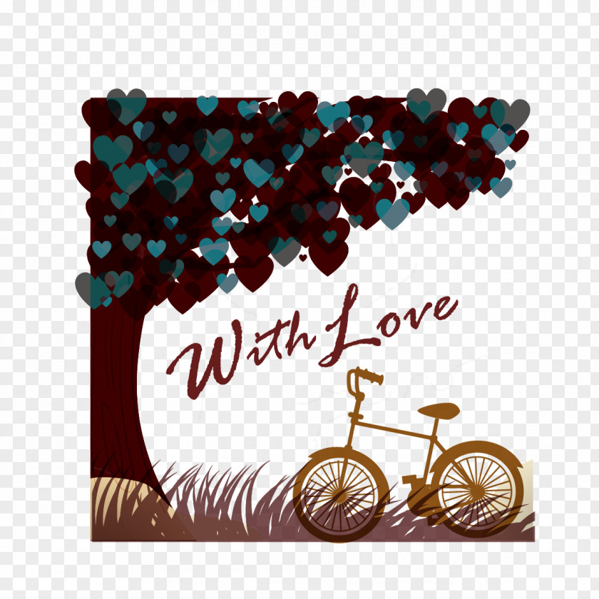 Vector Heart Tree And Bicycles Bicycle Adobe Illustrator PNG