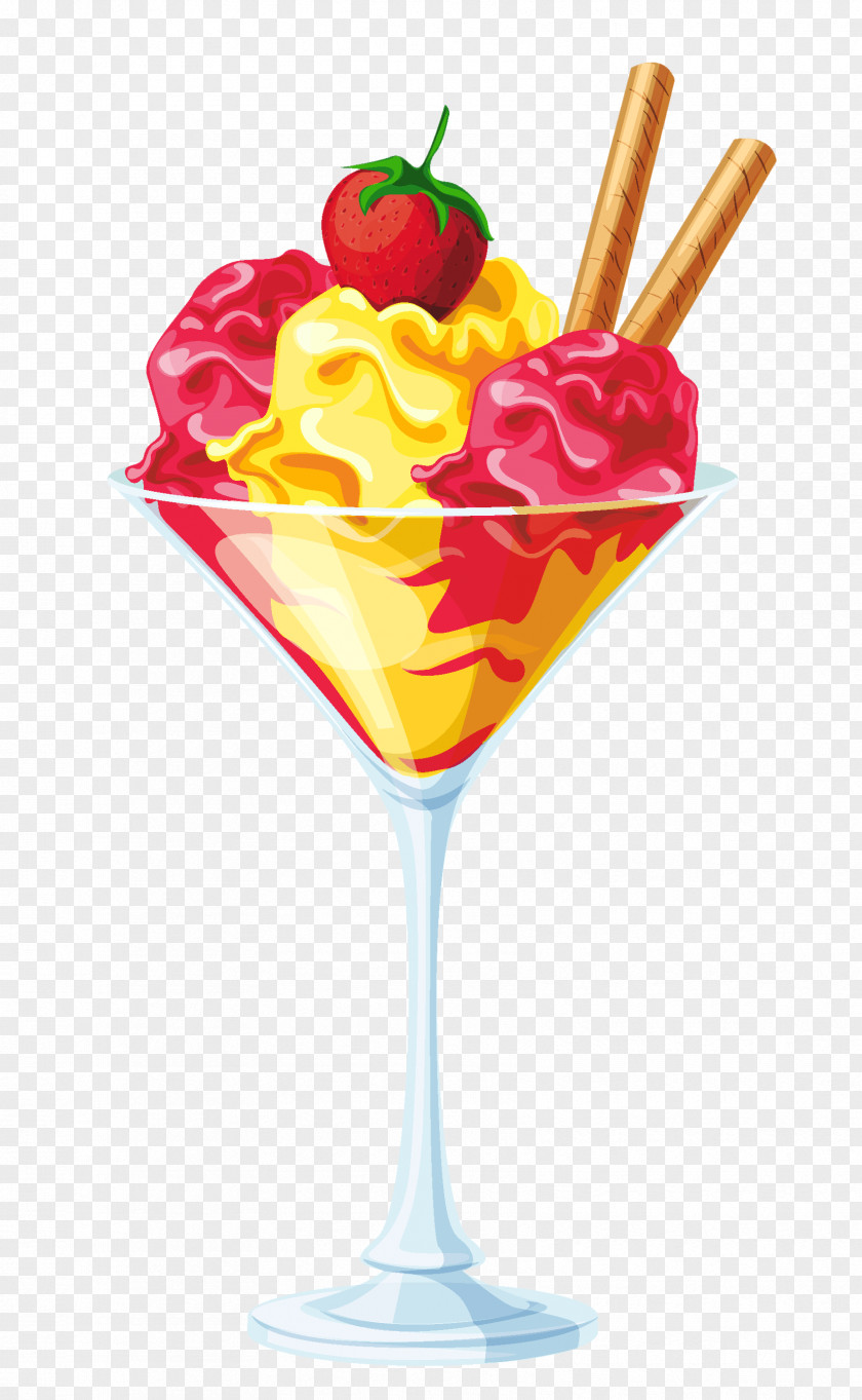 Yellow Red Ice Cream Sundae Transparent Picture Cone Chocolate PNG