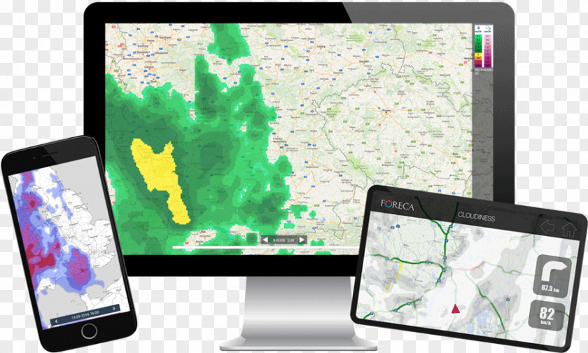 Stand Corporate Smartphone Weather Forecasting Map PNG