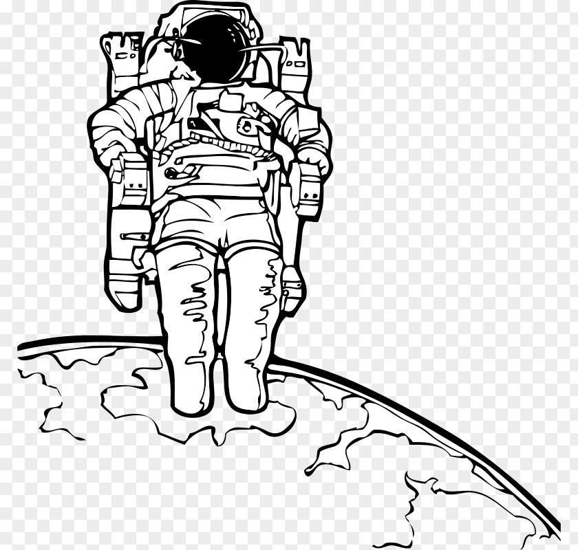 Pictures Of Astronaut Outer Space Black And White Drawing Clip Art PNG