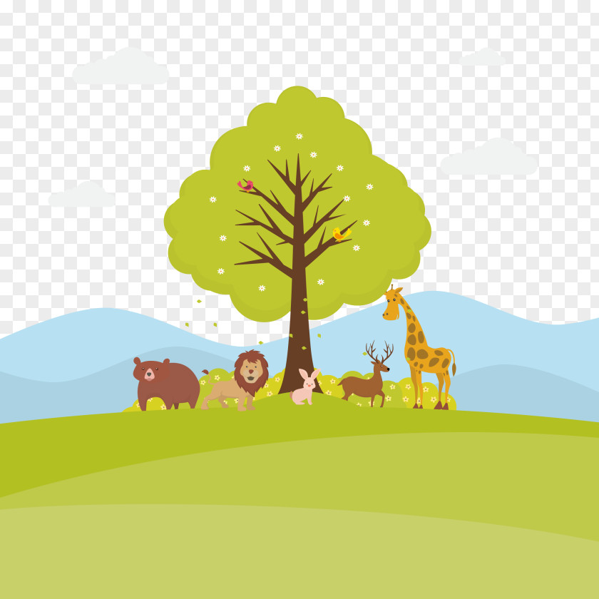 Vector The Trees And Animals On Earth Euclidean Adobe Illustrator Download Icon PNG