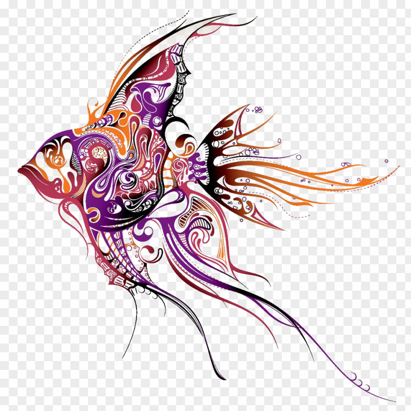 Fish Pattern Angelfish Tattoo Artist Drawing PNG