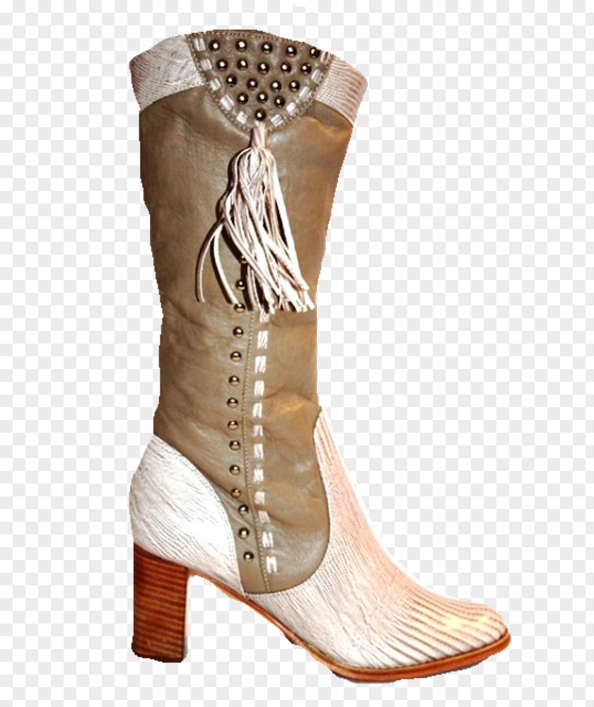 Capim Cowboy Boot High-heeled Shoe Beige PNG