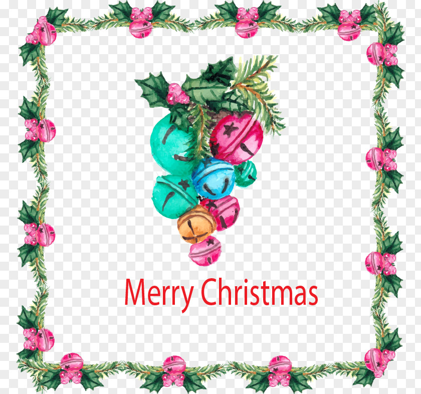 Cute Pink Bell Border Santa Claus Jingle Christmas PNG