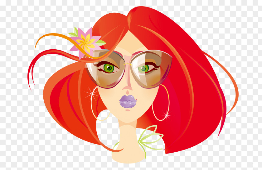 Cartoon Long Hair Glasses Capelli PNG