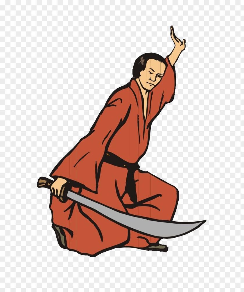 Cartoon Samurai Knife Illustration PNG