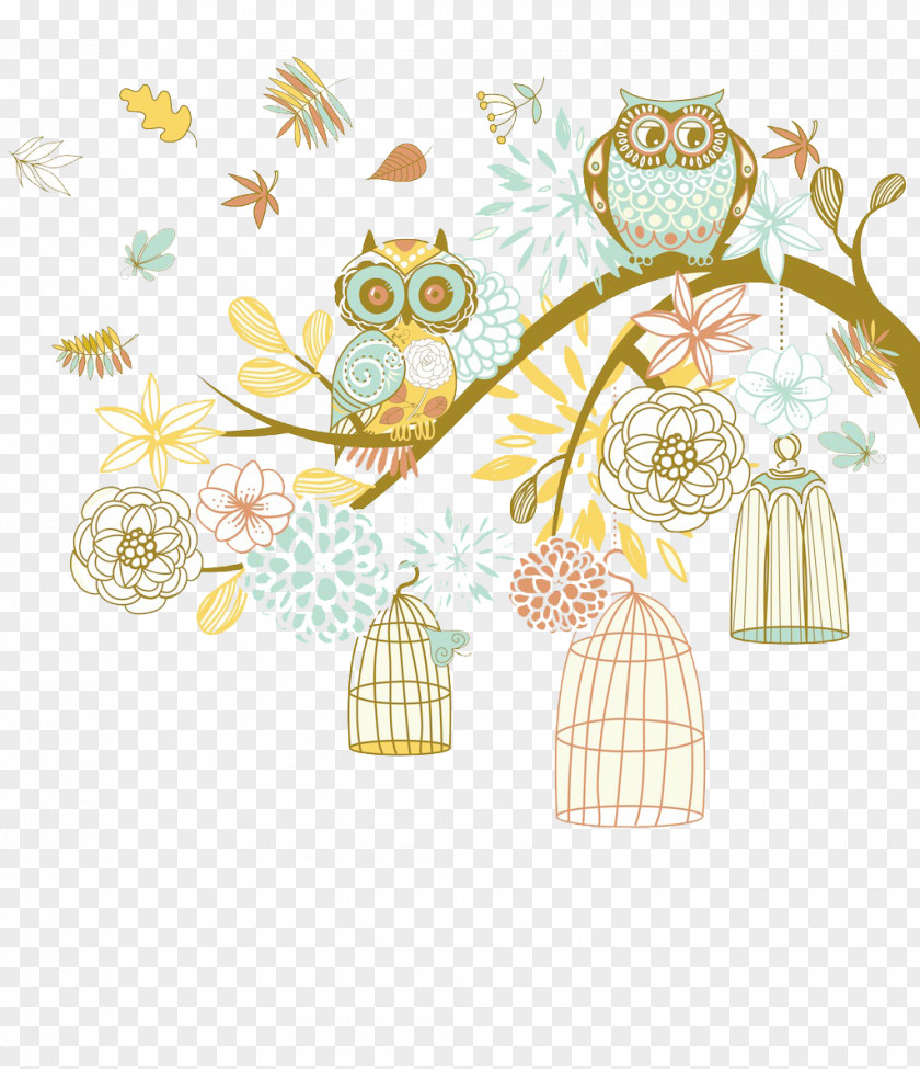 Autumn Owl Euclidean Vector Illustration PNG