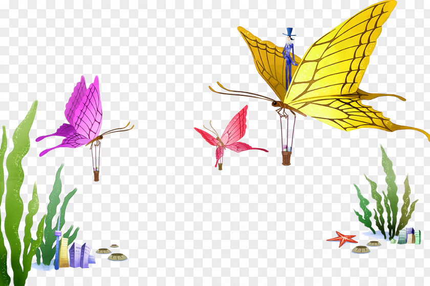 Butterfly Cartoon Poster Animation Illustration PNG