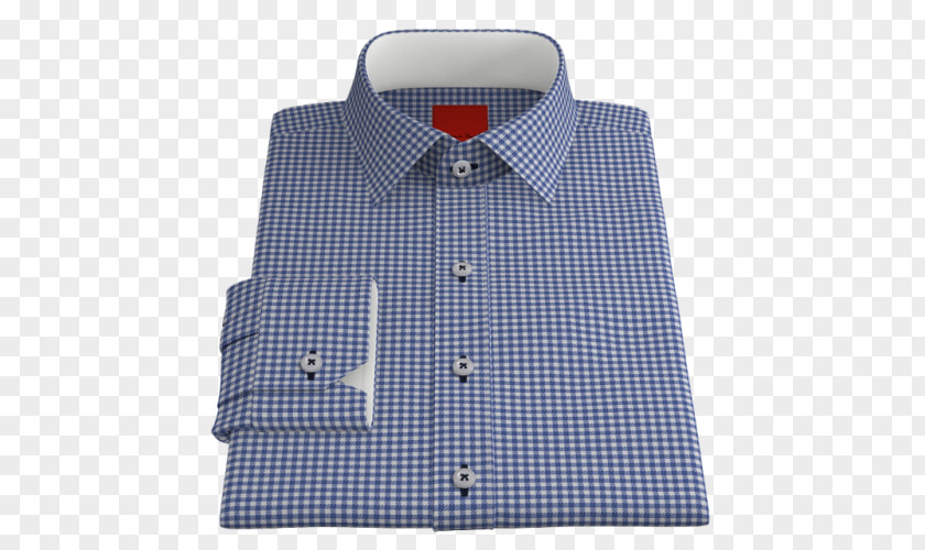 Gingham Dress Shirt Collar Blue Sleeve PNG