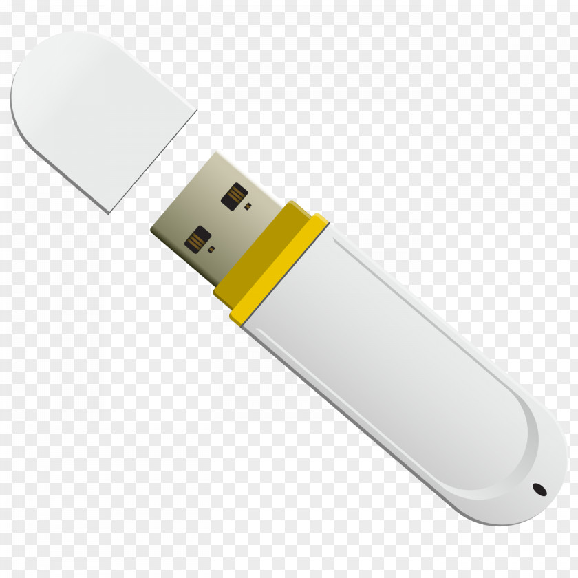 White Lifelike USB Memory Flash Drive Data Cable PNG