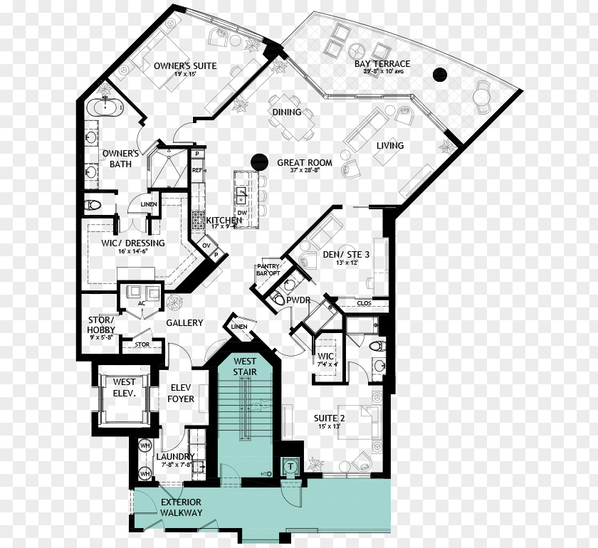 Terraces And Open Halls Floor Plan Architecture PNG