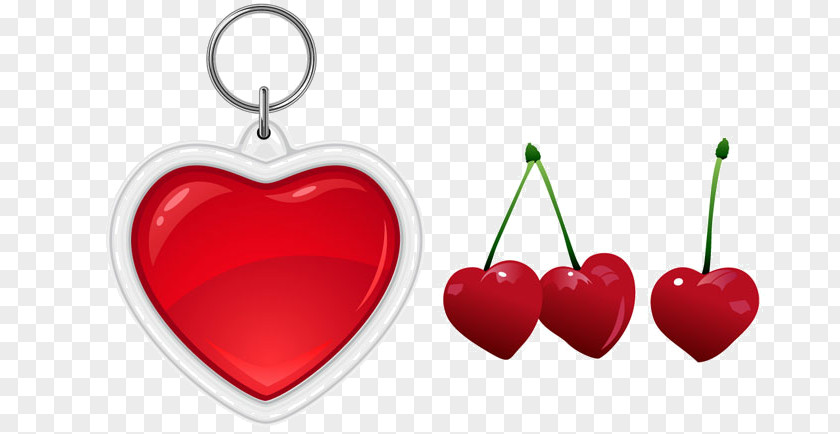 Love And Cherry Red Keychain Euclidean Vector PNG