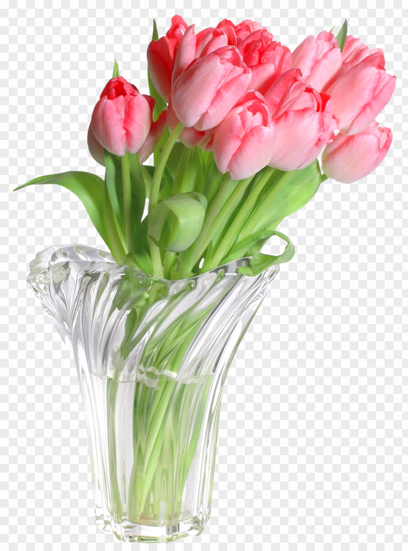 Pink Tulips In Vase Clip Art Image PNG