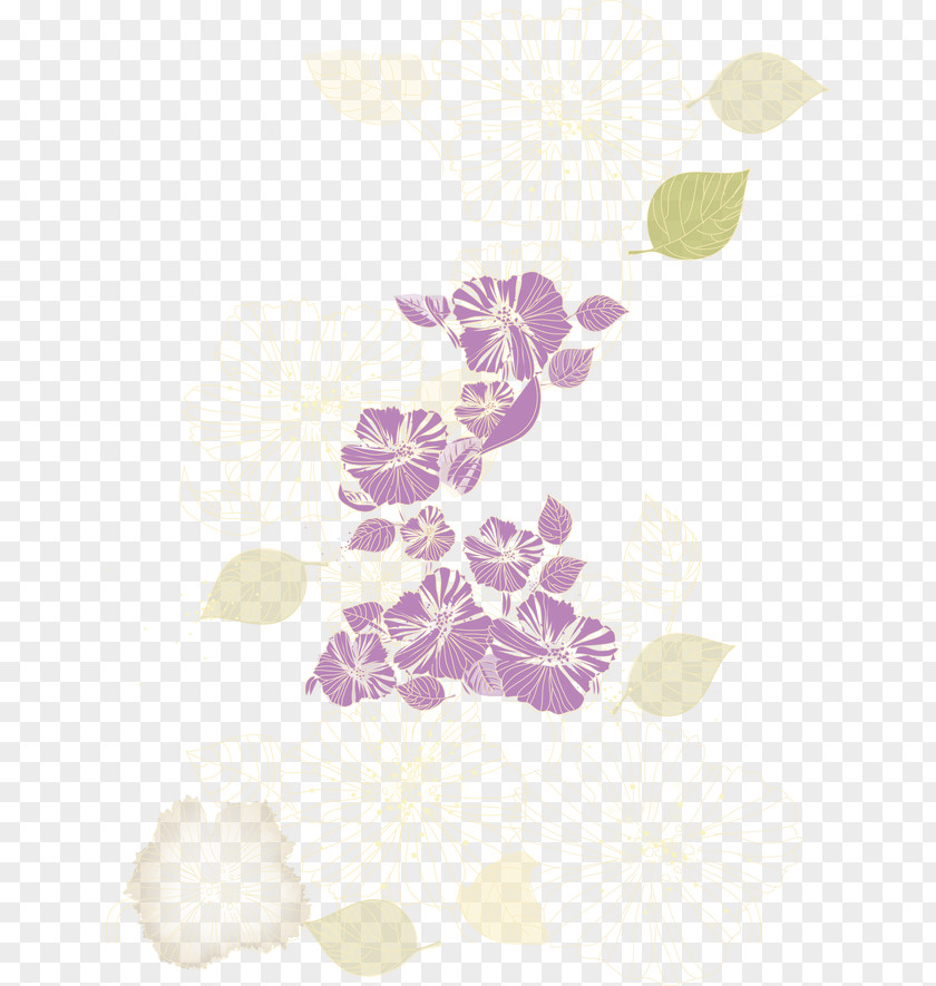 Purple Flowers Pink Petal Pattern PNG