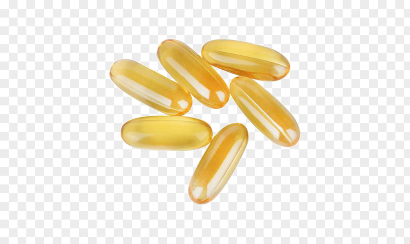 Golden Fish Oil Capsules Transparent Material Capsule PNG