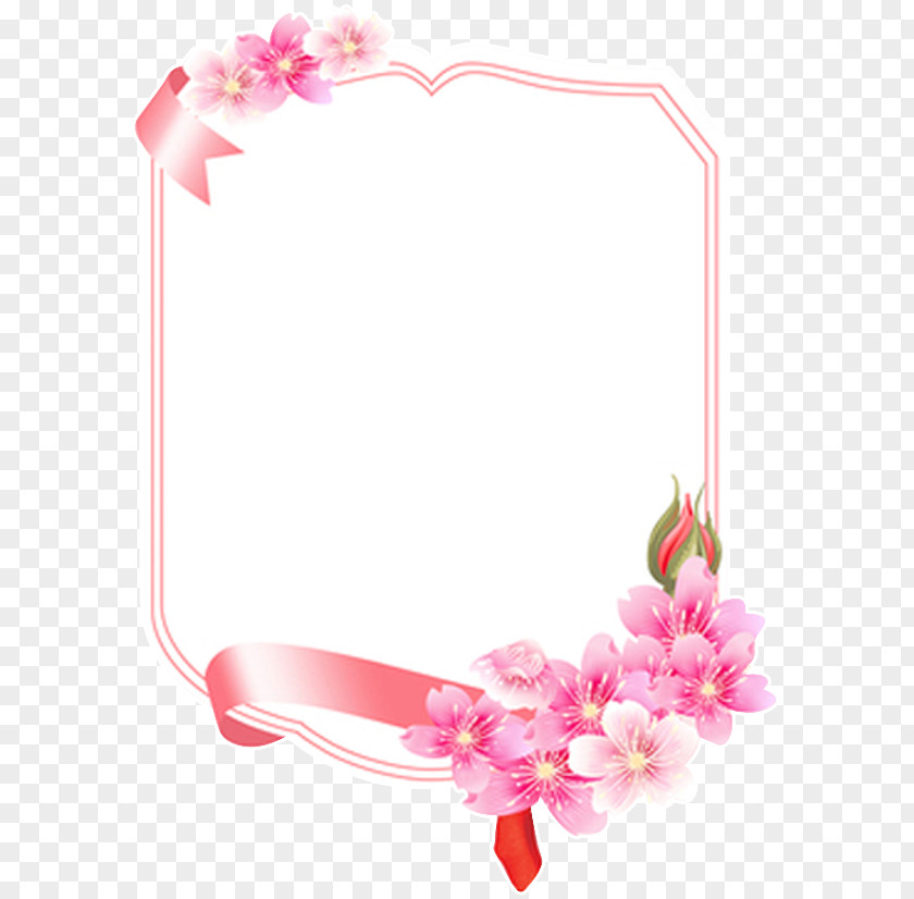 Box Picture Frame Pink Floral Design PNG