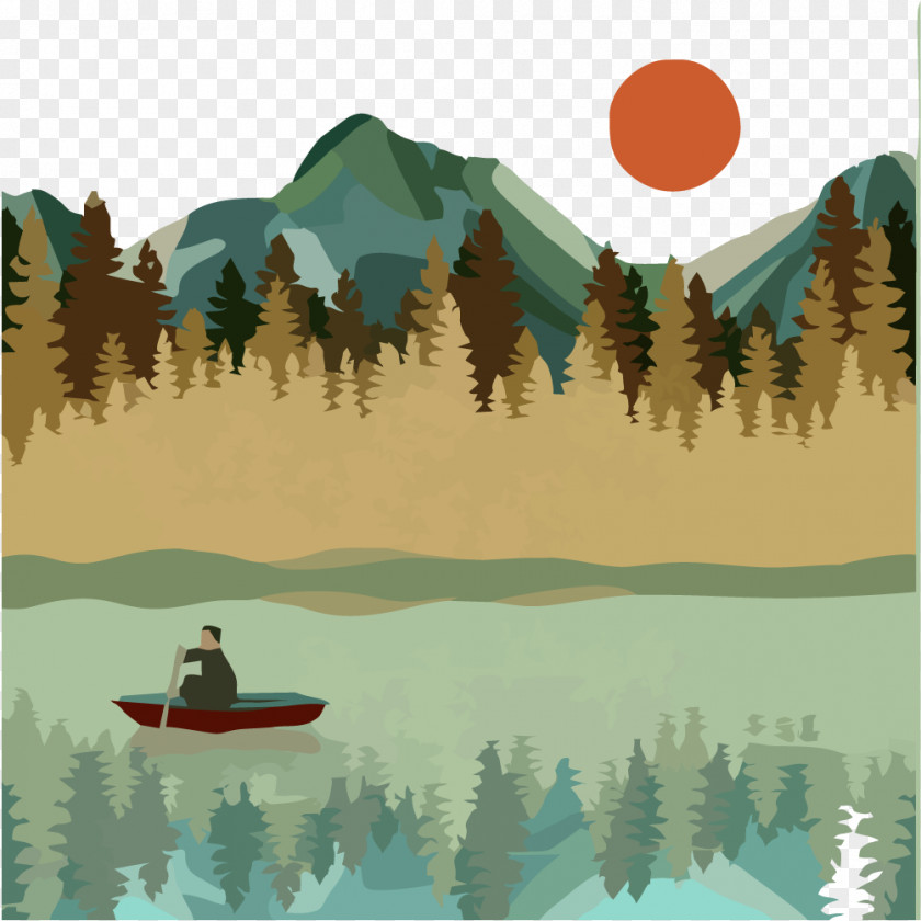 Sunrise Boating Little U96e8u5df7 Illustration PNG