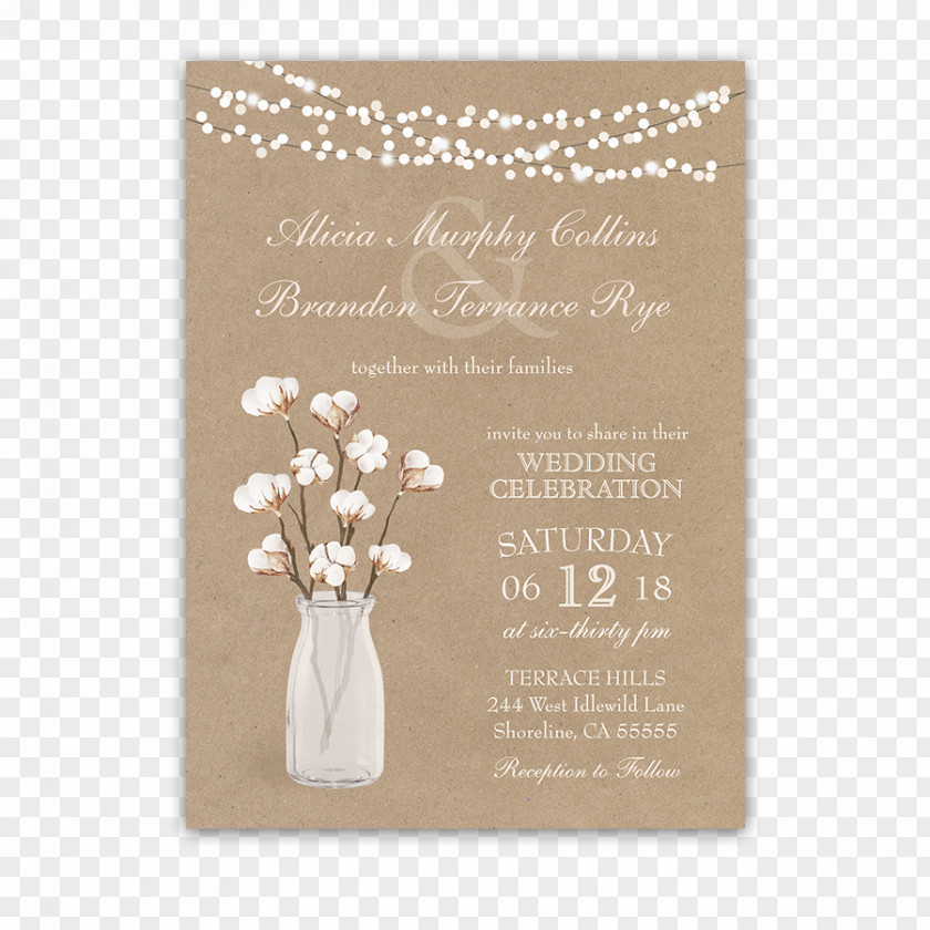 Wedding Invitation Paper Reception Cotton PNG