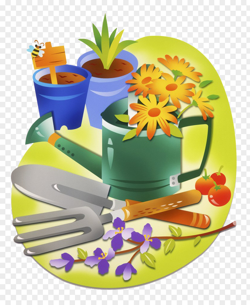 Hand-painted Cartoon Gardening Tools Flowerpot Tool Drawing Shovel PNG