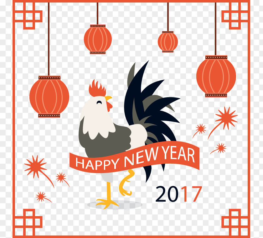New Year Paper-cut Big Cock Rooster Chinese Zodiac Gratis PNG