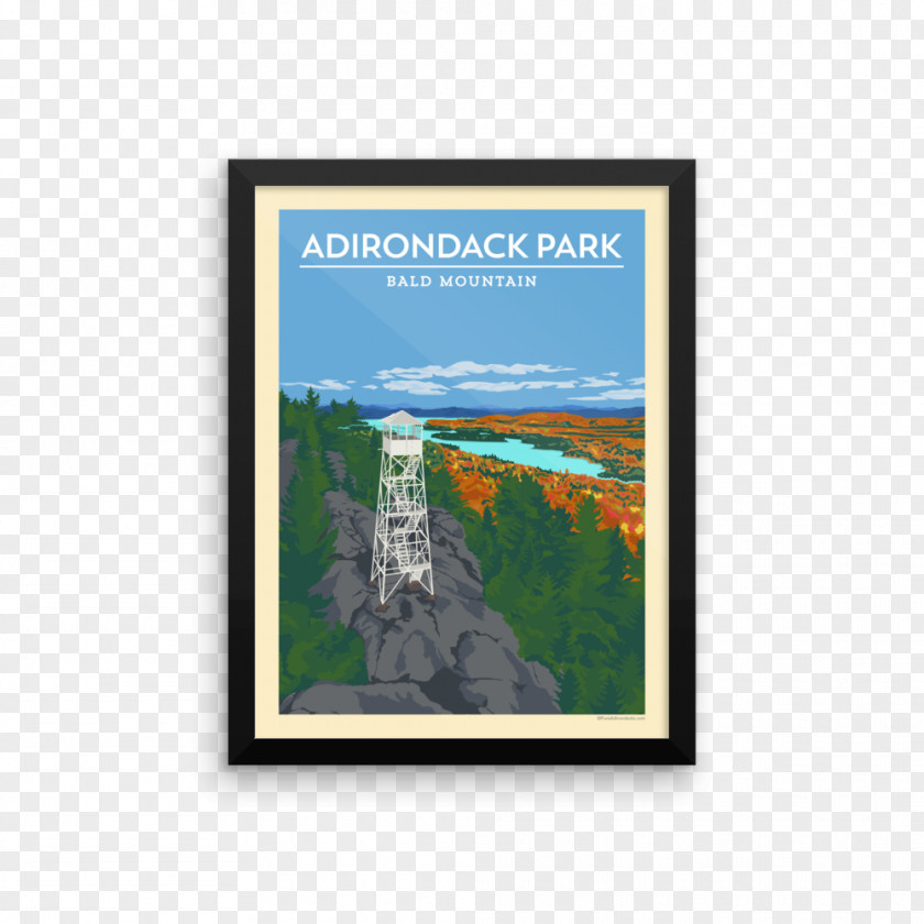 Vintage Poster Bald Mountain Adirondack Park Club Fulton Chain Of Lakes PNG