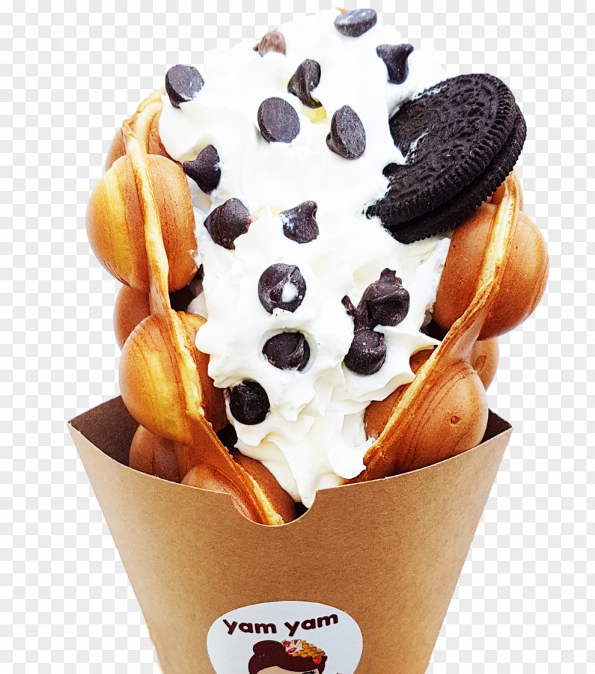 Yam Sundae Chocolate Ice Cream Egg Waffle PNG