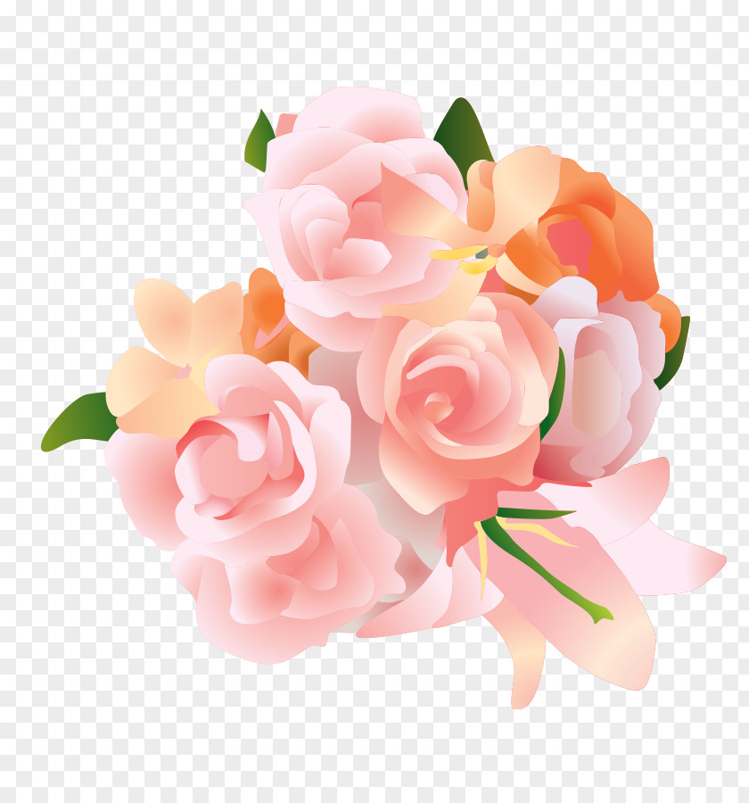 Romantic Pink Bouquet Garden Roses Flower PNG