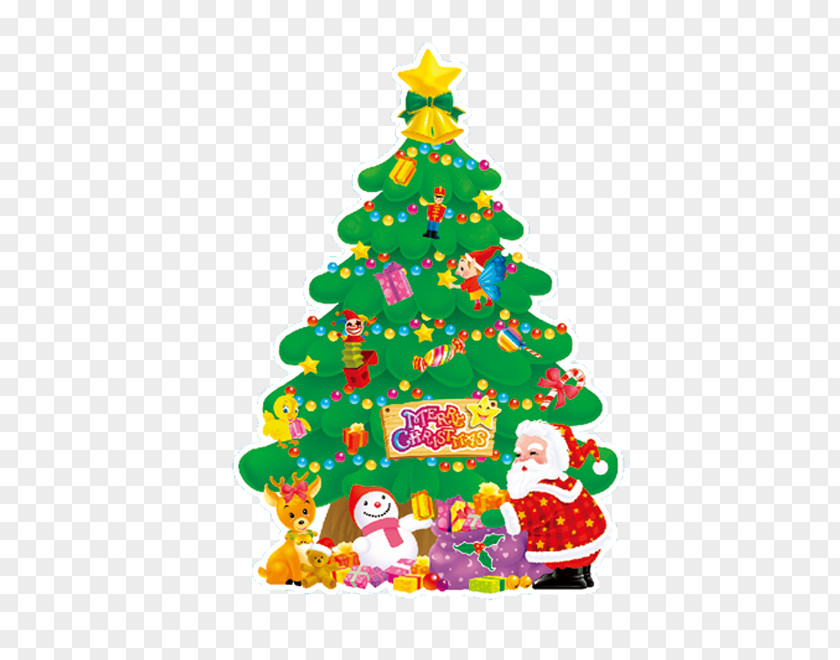 Christmas Tree Santa Claus Sticker Card PNG