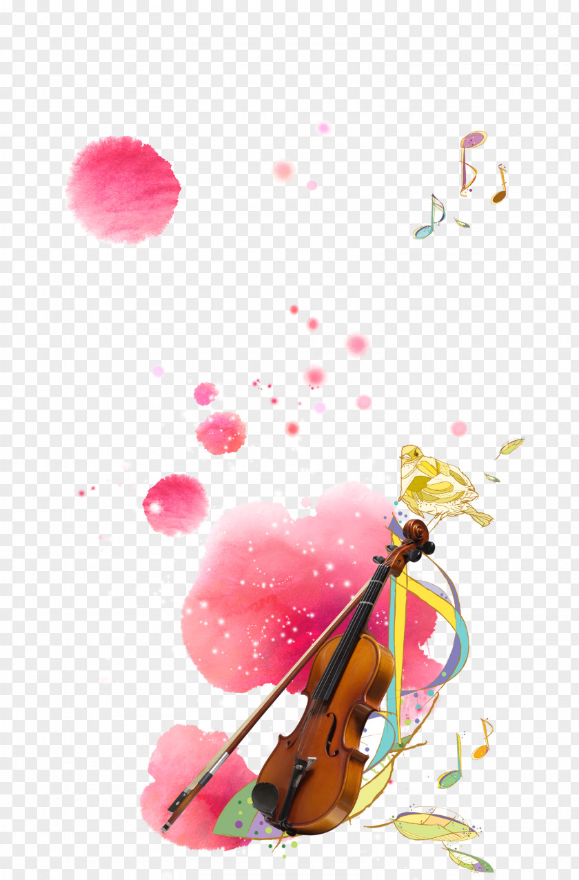 Hand-painted Musical Instruments Violin Creative Background Graphic Design Text Illustration PNG