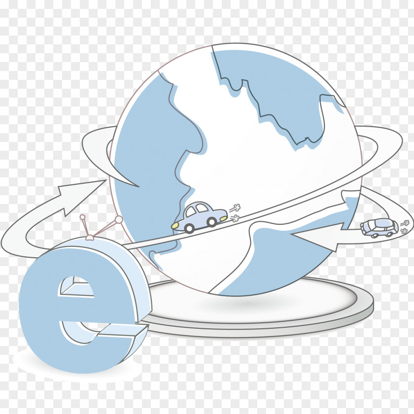 Vector Blue Arrow Earth Technical Illustration PNG