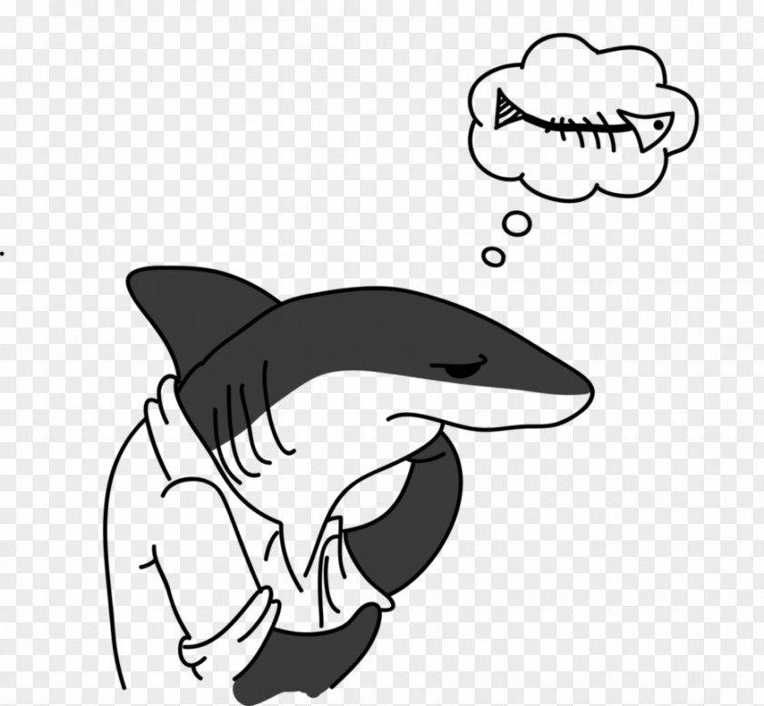 Cartoon Shark Black And White Line Art Clip PNG
