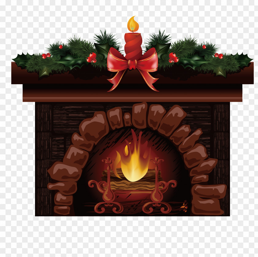 Christmas Stove Santa Claus Fireplace Wallpaper PNG