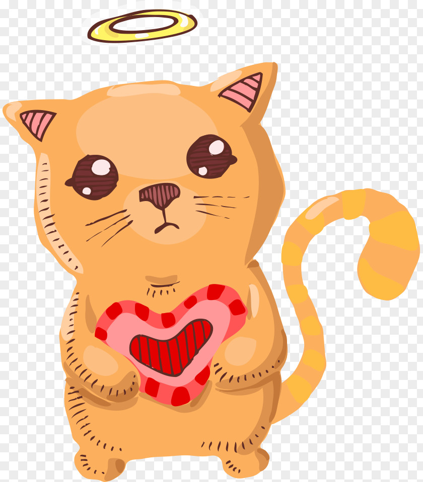 Vector Cartoon Kitten Love Whiskers Cat Illustration PNG