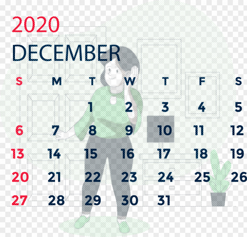 December 2020 Printable Calendar PNG