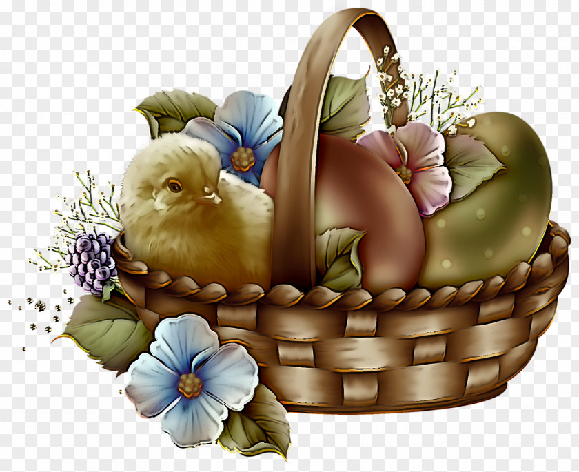 Cute Easter Basket With Eggs Happy Day PNG