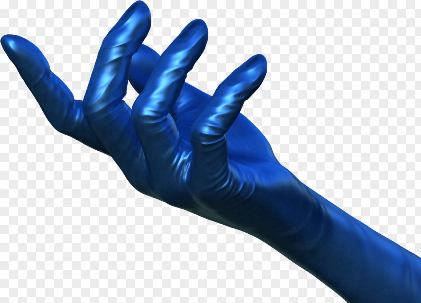 Gloved Fist Safety Medical Glove Thumb Hand Blue PNG