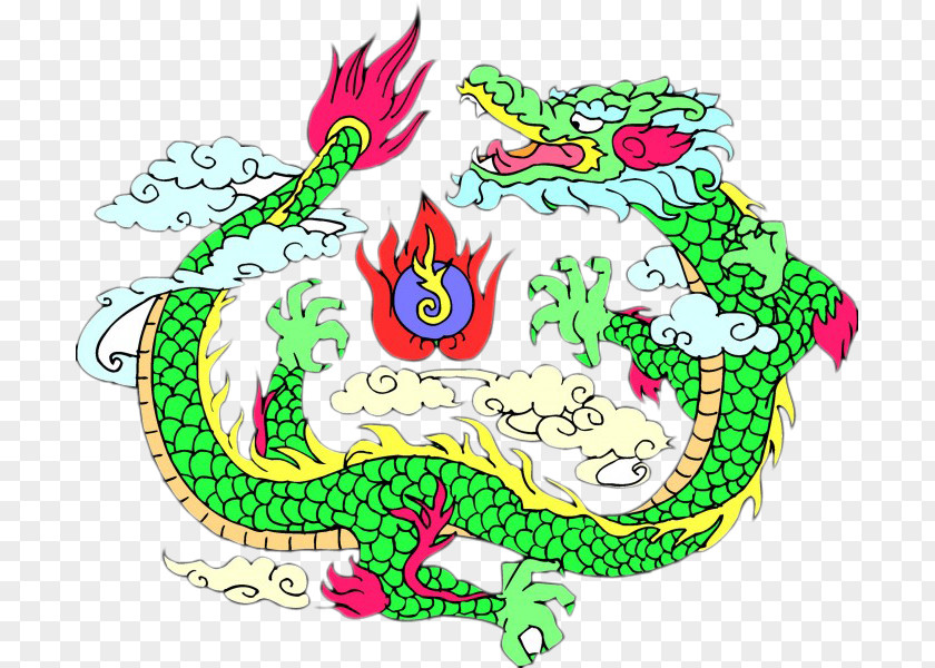 Green Dragon Chinese Fenghuang Azure Motif Clip Art PNG