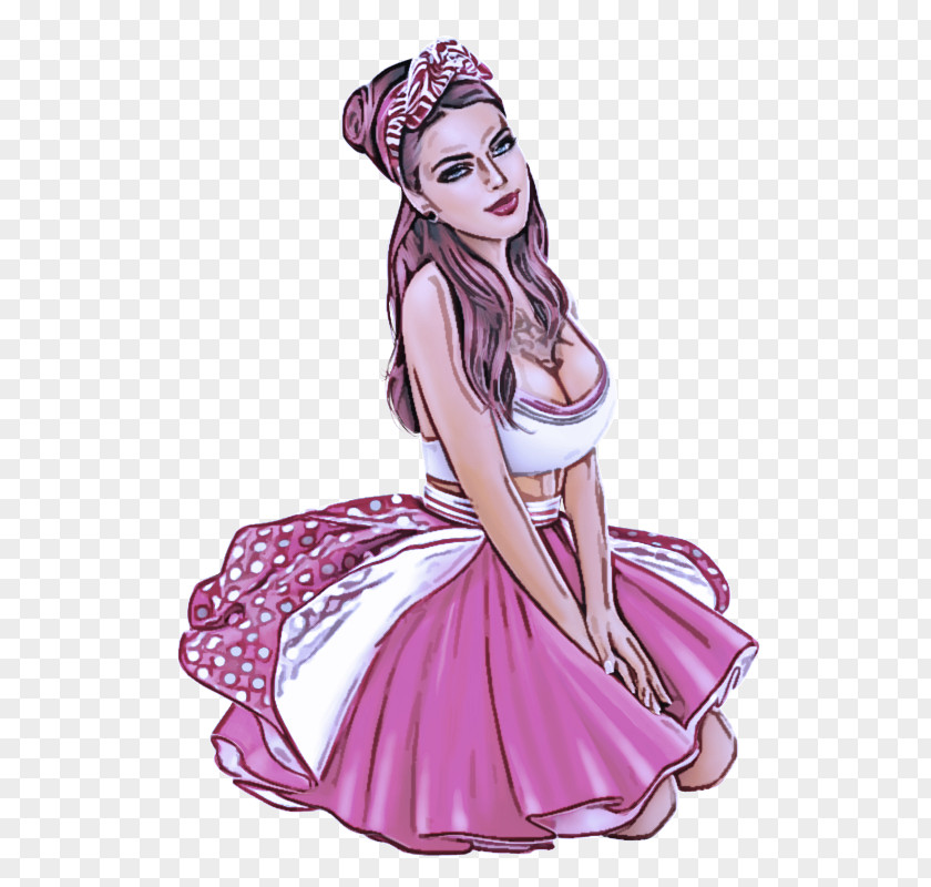 Pink Dress Costume Design Accessory Drawing PNG